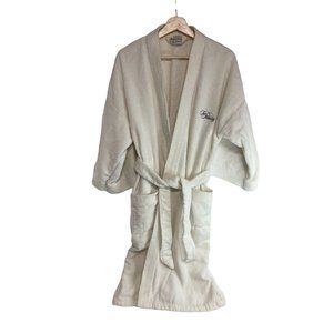 Vintage MARTEX Terry Velour Robe from THE PEABODY Hotel White w Gray Embroidery